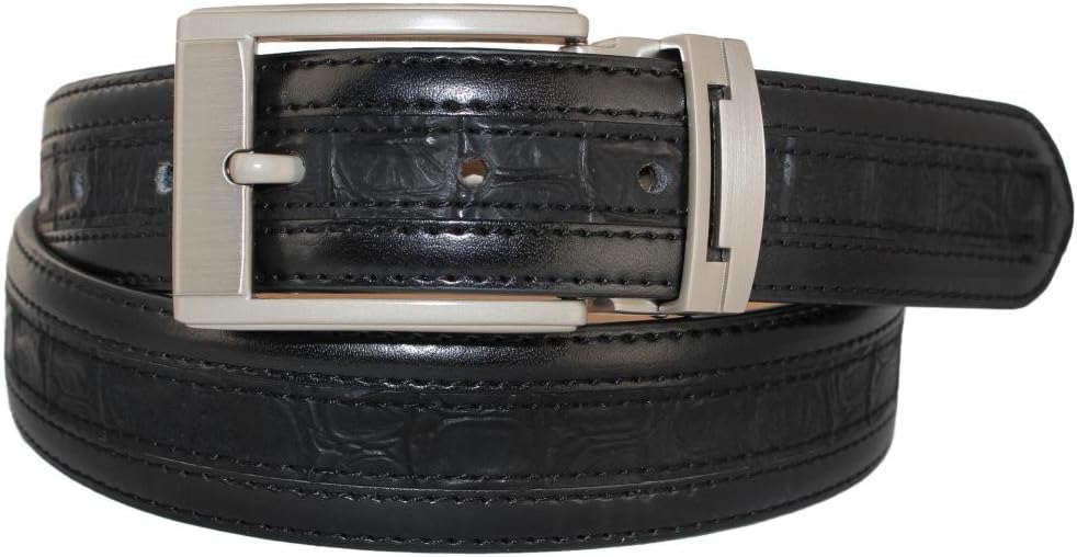 Marco Valentino Black Croco Print Genuine Leather Men's Dressy Belt