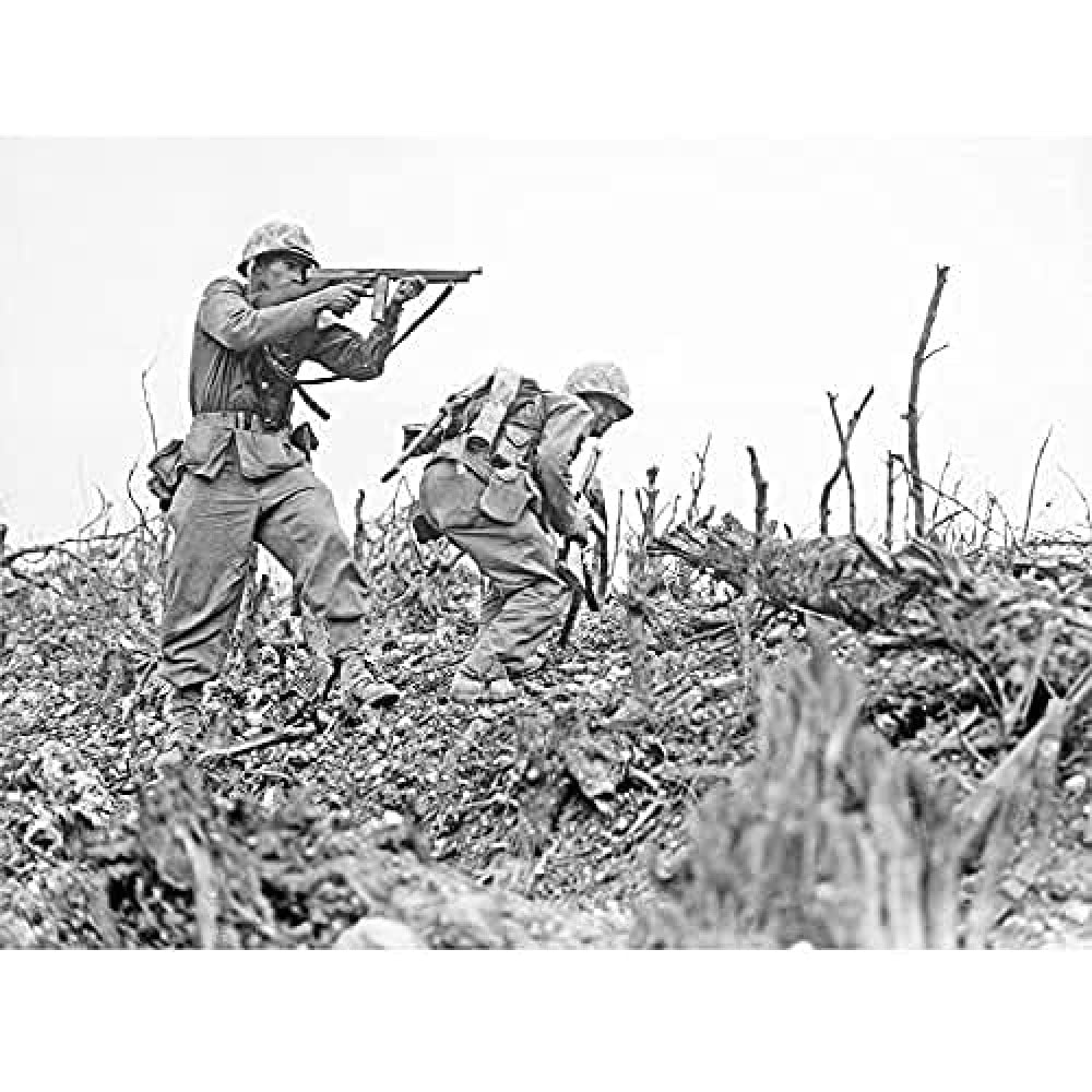 War WWII USA Marines Fighting Wana Ridge 1945 Photo Art Print Canvas Premium Wall Decor Poster Mural