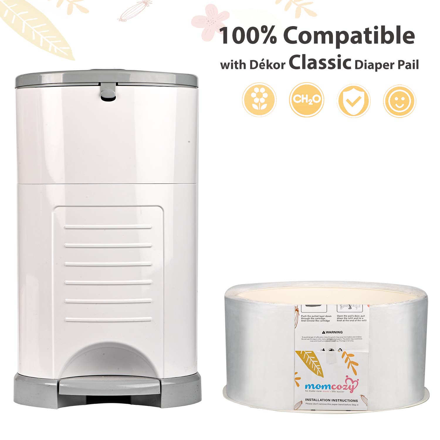 3 Pack Vanilla Scent Biodegradable Disposable Diaper Pail Liner For