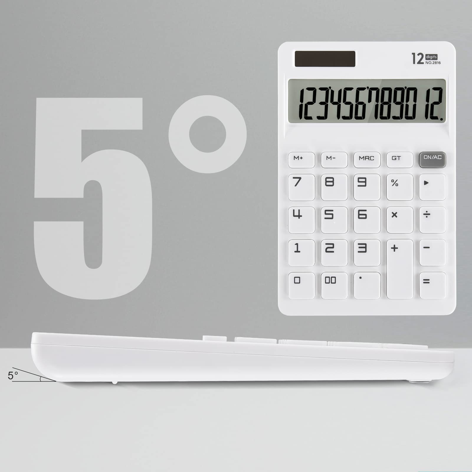 Basic Standard Calculator 12 Digit Desktop Calculator with Large LCD Display for Office, School, Home & Business Use, Modern Design