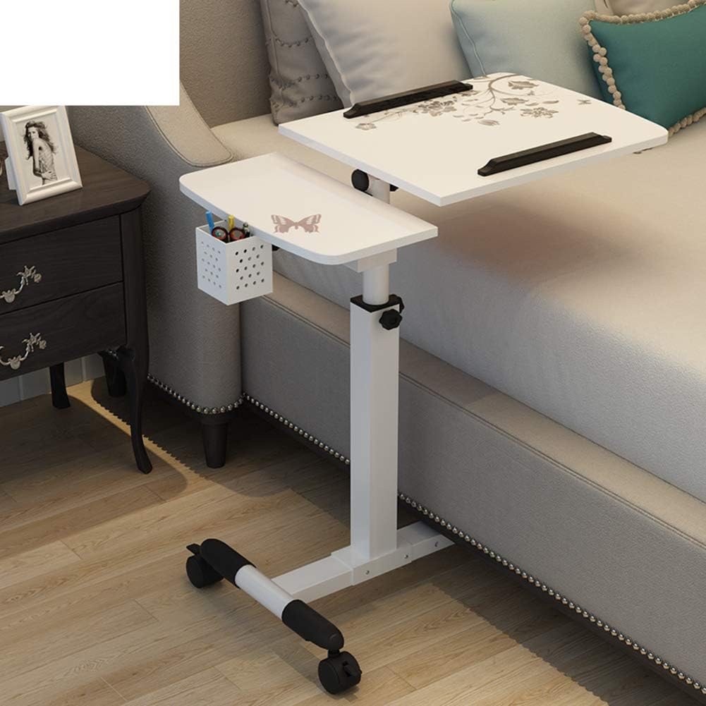 HYXL Rolling Adjustable Laptop Cart Overbed Table,rolling Laptop Desk Deluxe Tiltable Overbed Bedside Table-c