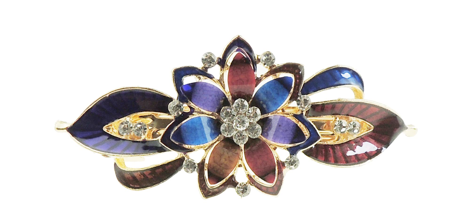 Womens Girls Crystal Rhinestone Diamante Wedding Birthday Party Evening School Ponytail Fine Medium Hair Accessories Occasion Barrette Hairpin Grip French Spring Clip Enamel Pointy Flower Star (Multi)