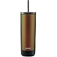 Ello Monterey Double Walled Insulated Plastic Tumbler with Straw and Built-in Coaster, BPA Free, 24oz