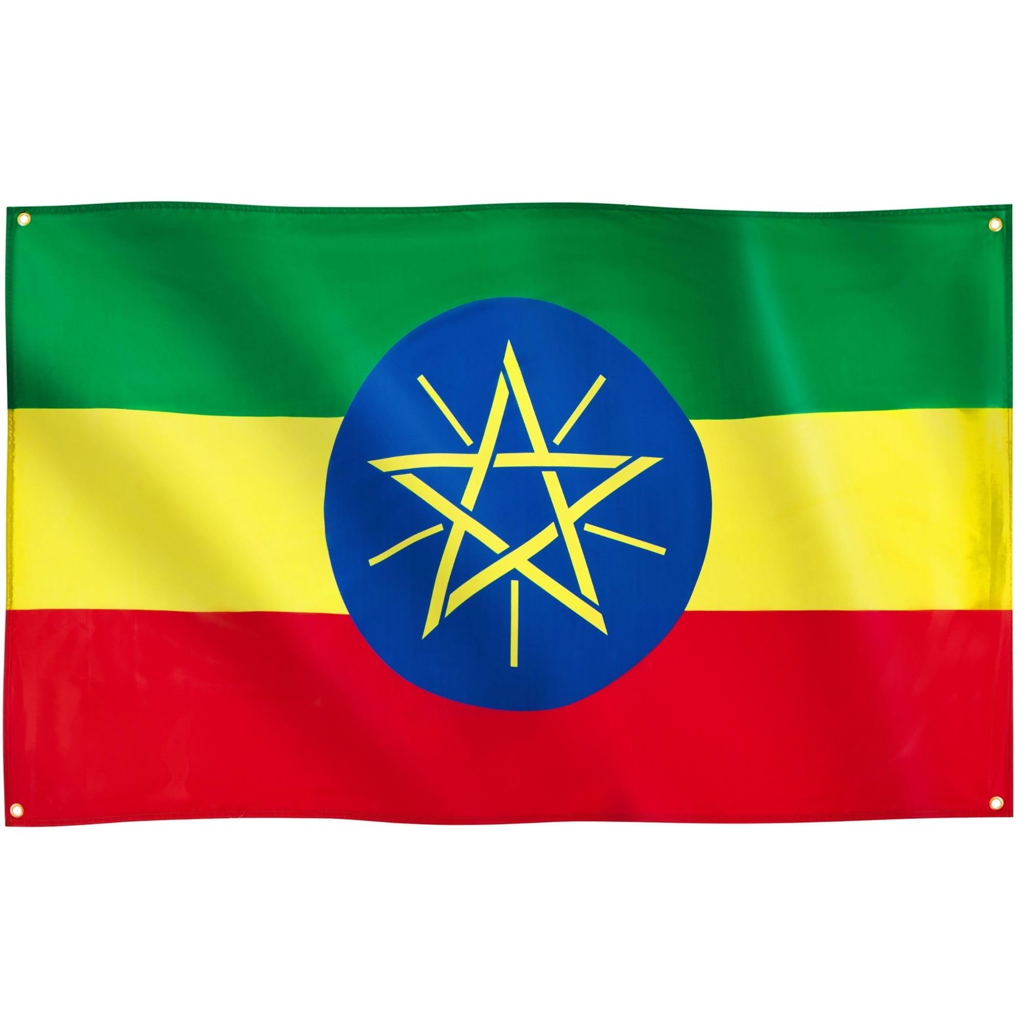 Runesol Ethiopia Flag 3x5ft 4 Eyelets One in Each Corner Ethiopian Flag Imperial Flag Ethiopia Pennant Premium Flags for Indoor Outdoor Flag Vivid Color — image 1