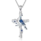 ONEFINITY Bird Love Necklace 925 Sterling Silver Blue Jay Hummingbird Red Cardinal Pendant Necklaces Bird Jewelry for Women Gifts
