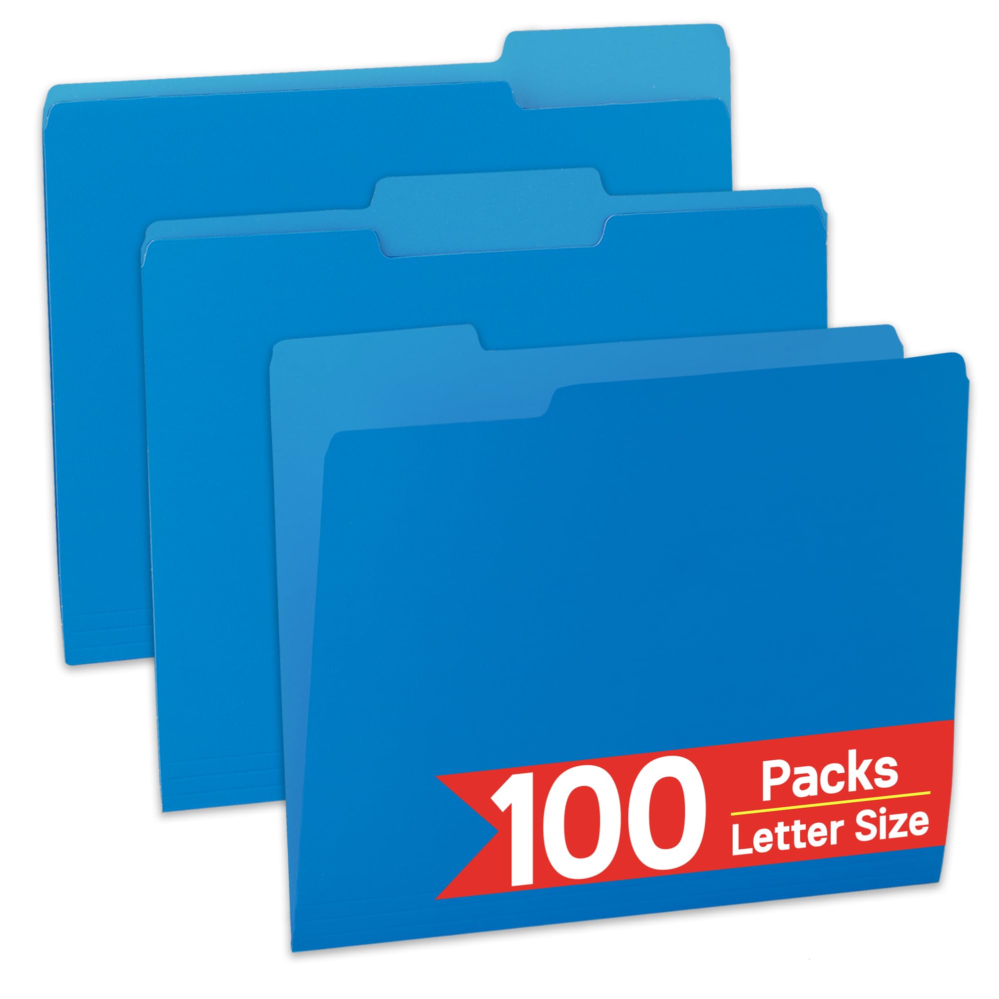 Photo 1 of 100 Packs Blue File Folder,1/3-Cut Tabs,File Folders Letter Size,8.5x11 Inch File Folders for Office,School and Home,Organizer Documents