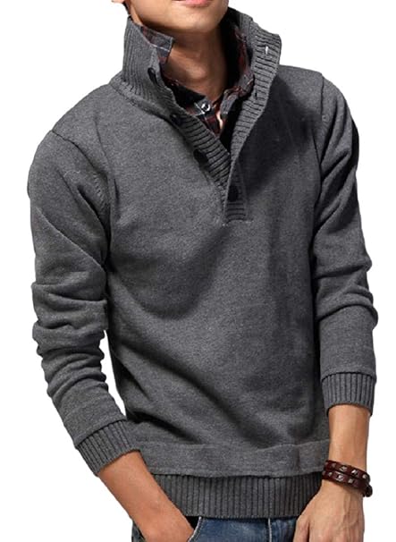 Amazon ラランザ メンズ ハイネック フェイクレイヤード ニット