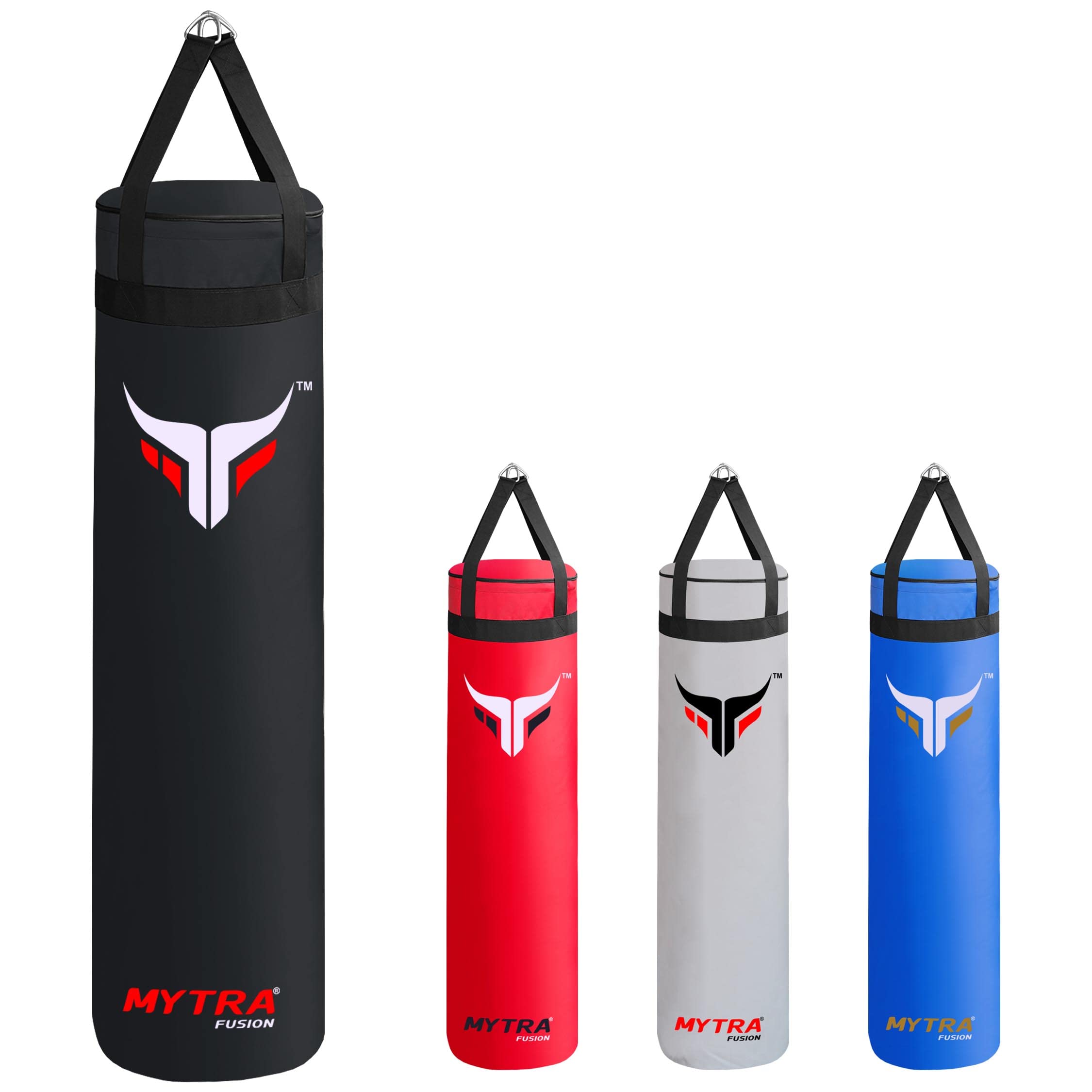 Mytra Fusion Boxing Bag Hanging Punching Bag for MMA, Muay Thai, Boxing, Karate Training, Kickboxing and Home or gym Training Unfilled Punch Bag Available with 2 Sizes 4FT and 5FT (Black, 5FT)