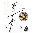 UBeesize 12" Selfie Ring Light with Stand and Overhead Phone Mount, 62" Foldable Tripod for iPhone with Ringlight, Phone Light for Video Recording,Cooking,Photography,Live Streaming,Tiktok,YouTube