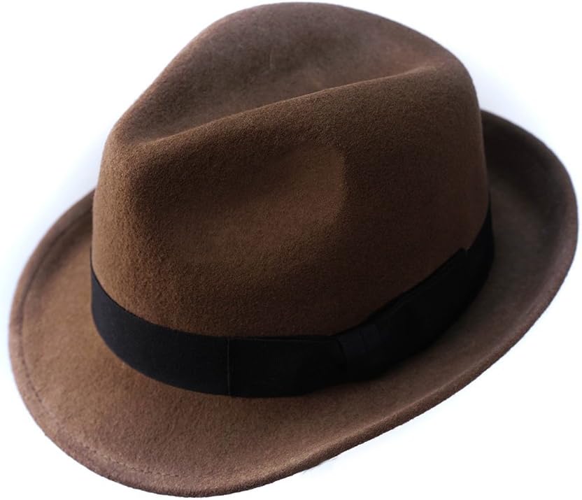 Wool Trilby Hat Felt Fedora Hats Men Wide Brim Manhattan Gangster Gatsby Halloween Christmas Costume Caps