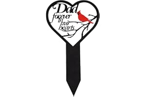 Dad Grave Decorations for Cemetery, Metal Grave Site Decor, Heart Shaped Grave Markers for Cemetery, Memorial Plaque Stake, G