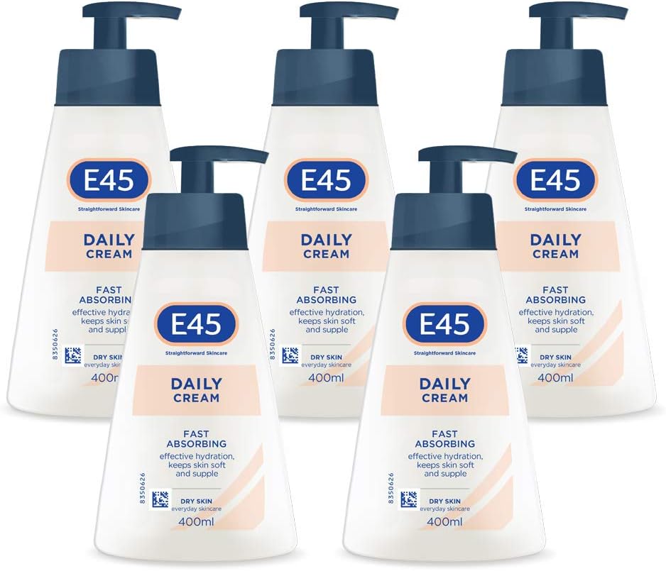 E45 Daily Bulk Moisturiser Cream, Pack of 5 x 400 ml BigaMart