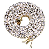 JINAO 18K Gold Plated 1 Row 4MM Diamond Iced Out Chain Macro Pave CZ Hip Hop Tennis Necklace