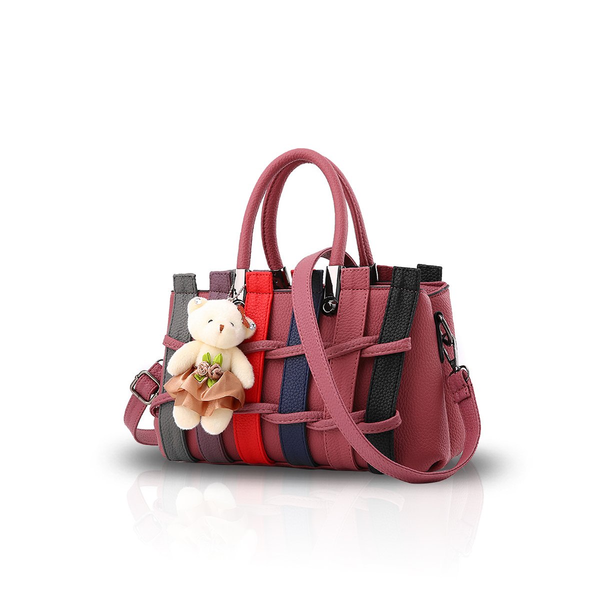 NICOLE & DORIS Women's Handbags for Women, Shoulder Bags, Handbag with Handles, Women's Handbag, the Latest Trends, Splice Color, red, L, tote bags