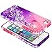 iPhone 5S Case, iPhone SE/5 Case with Tempered Glass Screen Protector for Girls Women Kids, NageBee Glitter Liquid Sparkle Bling Floating Waterfall Diamond Cute Case for iPhone 5/5S/SE -Pink/Purple