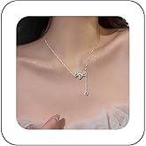 Erimberate Bohemian Crystal Heart Y Lariat Necklace Silver Hollow Heart Choker Necklace Cz Heart Y Shape Necklace Minimalist Heart Chain Necklace Jewelry for Women
