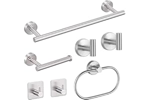 7-Piece Bathroom Accessories Set, Black Towel Rack Towel Holder Towel Bar, Towel Racks for Bathroom SUS304 Stainless Steel, T