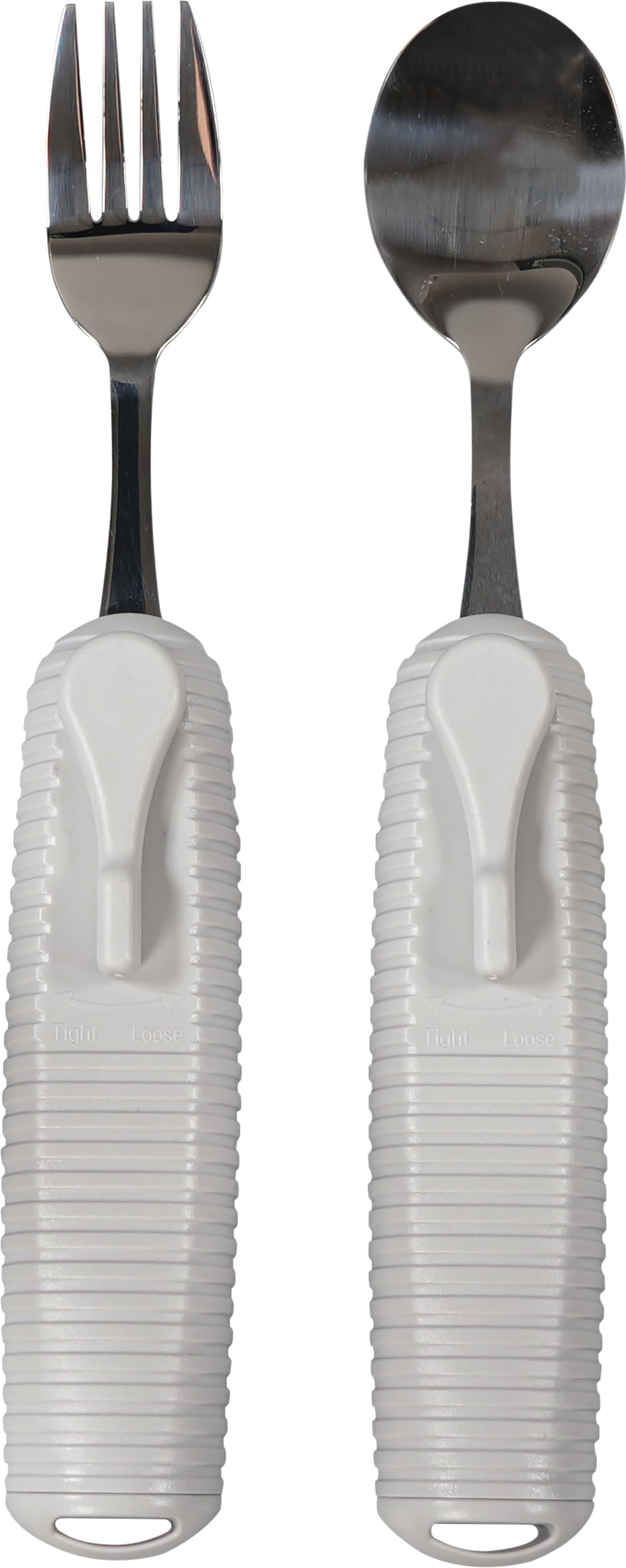 Aidapt Adaptive Large Handled Fork and Spoon Set Utensils with Multi Angled Head Adjustment for Use Arthritis, Disabled, Elderly