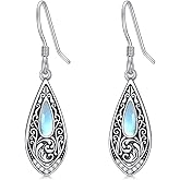 Filigree Earrings Sterling Silver Filigree Moonstone Turquoise Malachite Dangle Earrings Teardrop Earrings Jewelry for Women