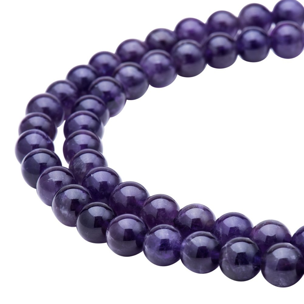 PandaHall Elite Grade AB Gorgeous Purple Natural Amethyst Gemstone Gem Round Loose Beads for Jewellery Making Findings Accessories(8mm x 1 Strand)