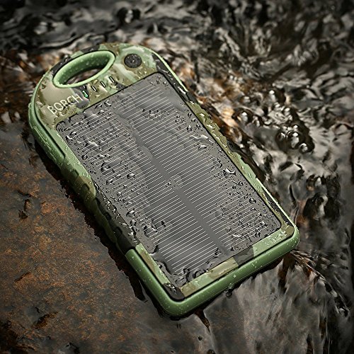 Borch Solar Portable 5000mah Phone Battery Charger Power Bank for Iphone 6 5.5 4.7 Inch 5s 5c 5 4s 4, Ipad Air, Other Ipads (Army Green)