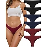 Vevmon Cotton Thongs for Women， Seamless Womens Underwear Breathable Briefs Comfortable Panties 6 pack