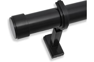 BlastHome® Non-Adjustable Luxury Curtain Rods for Windows, 1 ¼” Rod Set, 7 foot Fixed Length (Two Rods Connect for a Seamless Look), Tuxedo Black