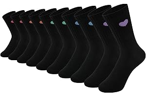 Comfoex Girls Cute Ankle Socks Cotton Crew Fun Heart Athletic Socks for Little Big Kids 4-7 7-10 Years Old 5 Pairs