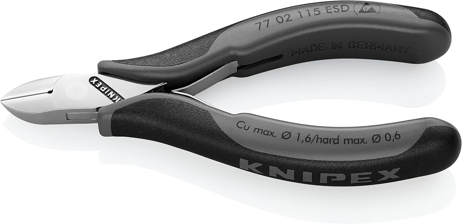 KNIPEX Electronics Diagonal Cutters ESD with Box Joint with Multi-Component Handles 115 mm, 77 02 115 ESD