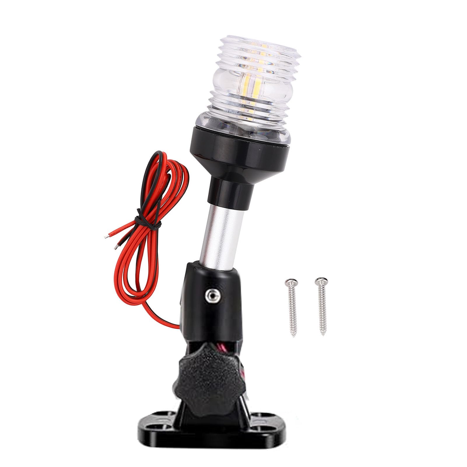 Jiawu Boat Light, White LED Stern Light IP67, Fold Down Marine Navigation Lights for Pontoon, Jon Boat and Fishing Boat, 3 Nautical Mile All Round Visual (9 Inch)