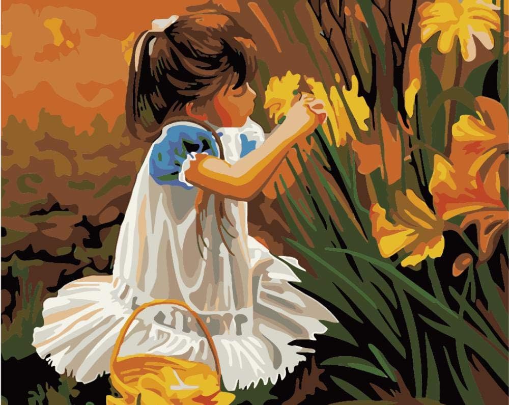 YANGSHUANG DIY Pintura al óleo Niña de la desfloración Pintura por