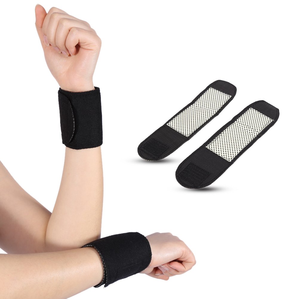 Dioche Heated Wrist Support Brace, 1 Pair Tourmaline Magnetic Massage Self Heating Wrist Brace Support Protector