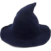 DIYDECAL Women Witch Hat Knitted Cap for Halloween Party Masquerade Cosplay Costume