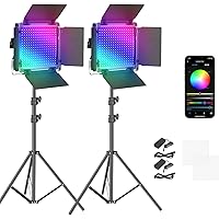 NEEWER 2 Pack 660 PRO RGB LED Video Light with App Control Tripod Stand Kit, Studio Panel Key Lighting for Gaming Streaming Z