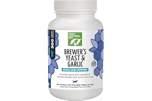 Only Natural Pet Brewer's Yeast & Garlic Chewables - All-Natural Flea & Tick Prevention for Dogs - Fortified with B Vitamins - Promotes Healthy Skin & Coat - 300 Count Tablet