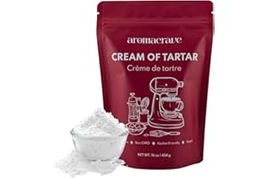 AROMACRAVE Cream of Tartar Powder, High-Purity Potassium Bitartrate for Baking & Cooking, Stabilizes Egg Whites, Prevents Sugar Crystallization, Leavening Agent for Fluffy Baked Goods (16 Ounce (Pack of 1))