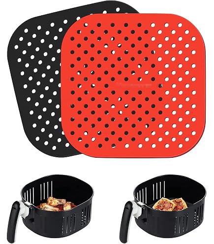 Lot de 2 tapis de cuisson en Air pour friteuse à Air , réutilisables, perforés