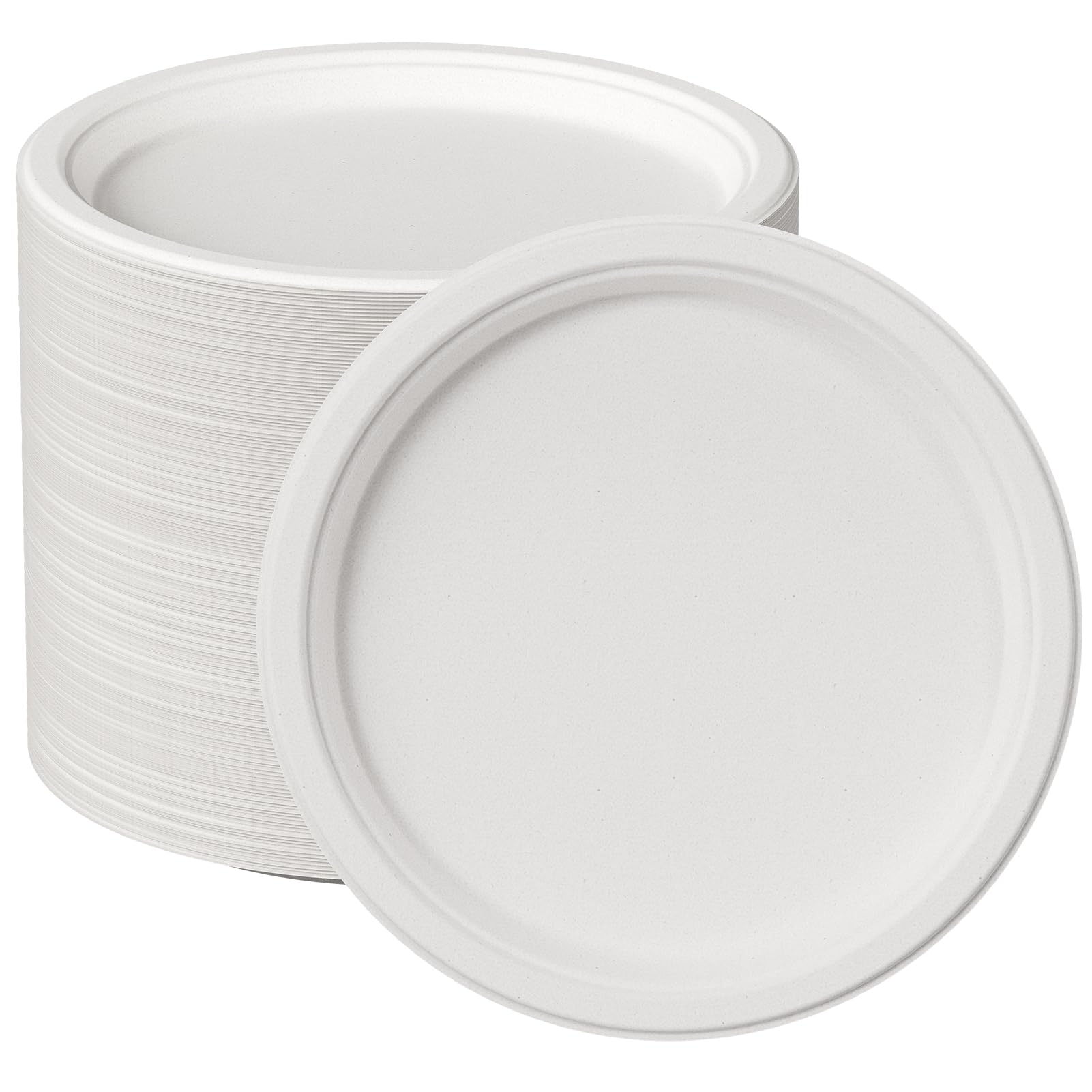 Photo 1 of JOLLY CHEF 100% Compostable Paper Plates, 150 Pack 10 Inch Heavy Duty Plates, Disposable Biodegradable Eco-Friendly Sugarcane, Bulk White
