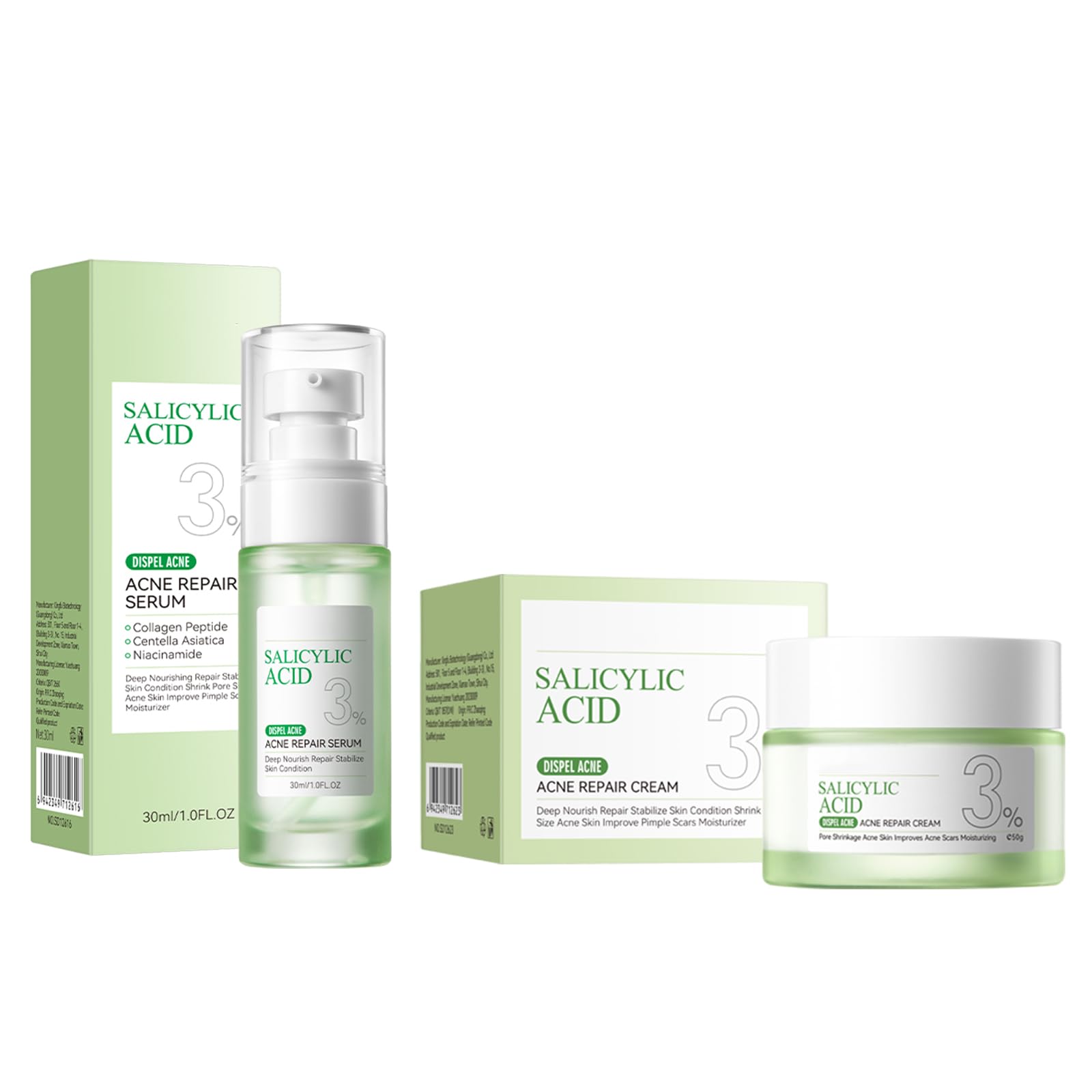 Natural Face Serum + Face Cream, With Salicylic Acid, Acne Repair, Facial Cream, Anti-Aging Moisturiser, To Hydrate And Tighten Skin To Reduce Fine Lines