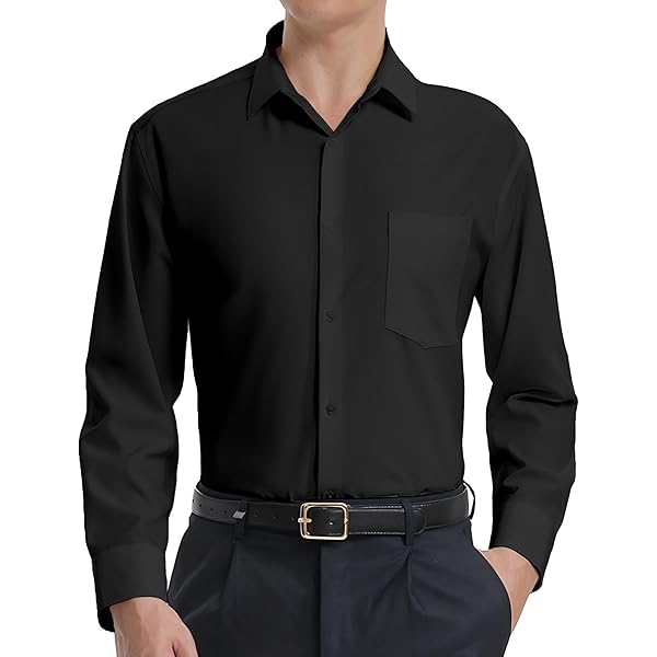 Kirkland Signature Men's Traditional Fit Dress Shirt in Blue 16 1/2 x 36/37  at Amazon Men's Clothing store
