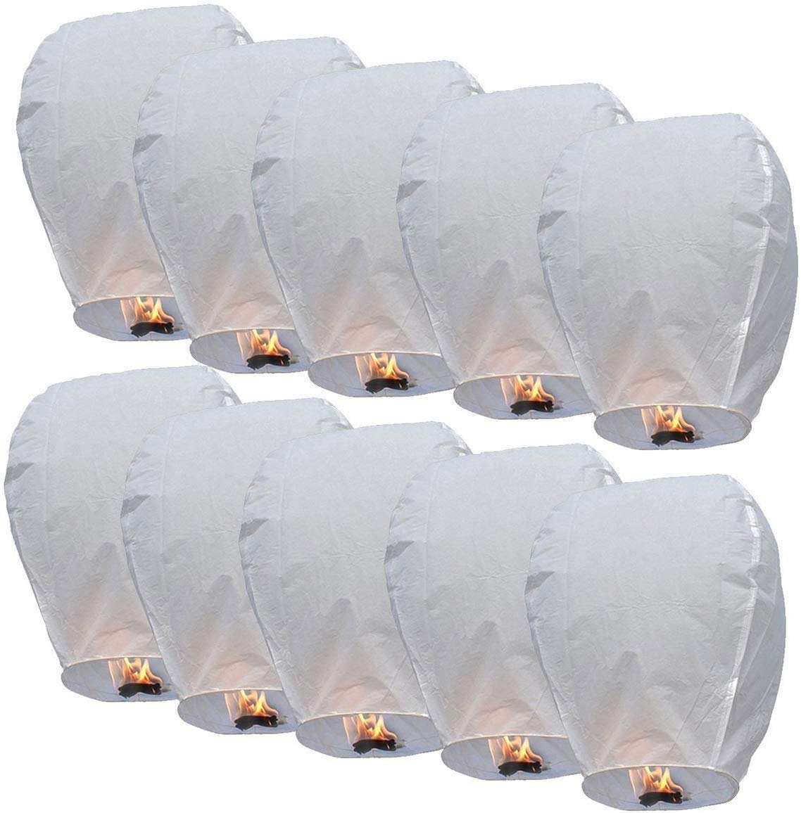 SHATCHI 10pcs White Sky Lanterns Wire-Free Traditional Eco Friendly for Christmas, New Year’s Eve, Chinese New Year, Weddings & Parties Wishing Lights Decorations