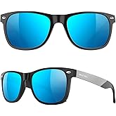 MAXJULI Polarized Sunglasses for Big Heads Men Women,UV 400 Protection Wood Grain Sun Glasses 8809