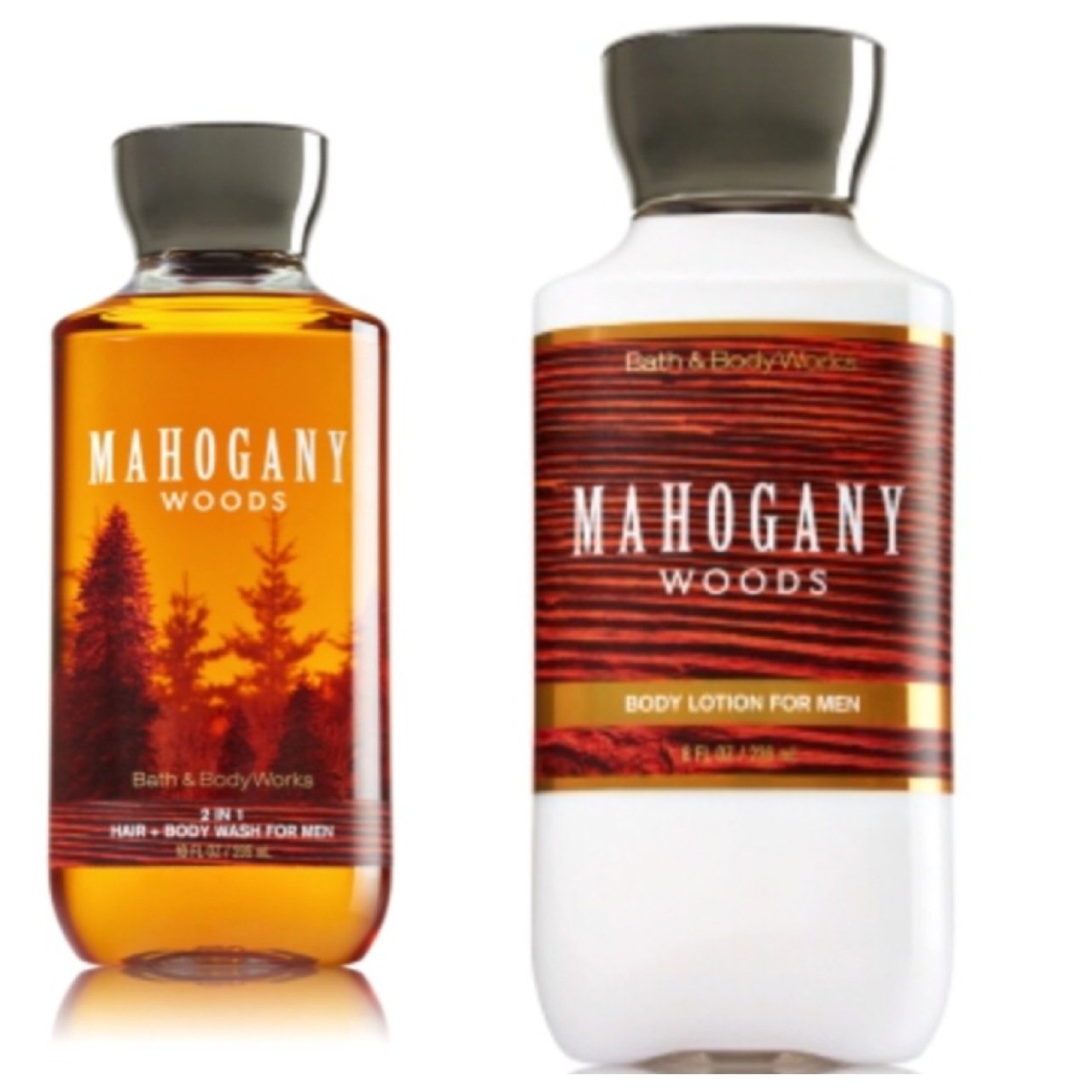 Bath and Body Works Men Gift Set, Lotion, 2 in 1 Hair Body Wash, Mahogany Woods : Beauty