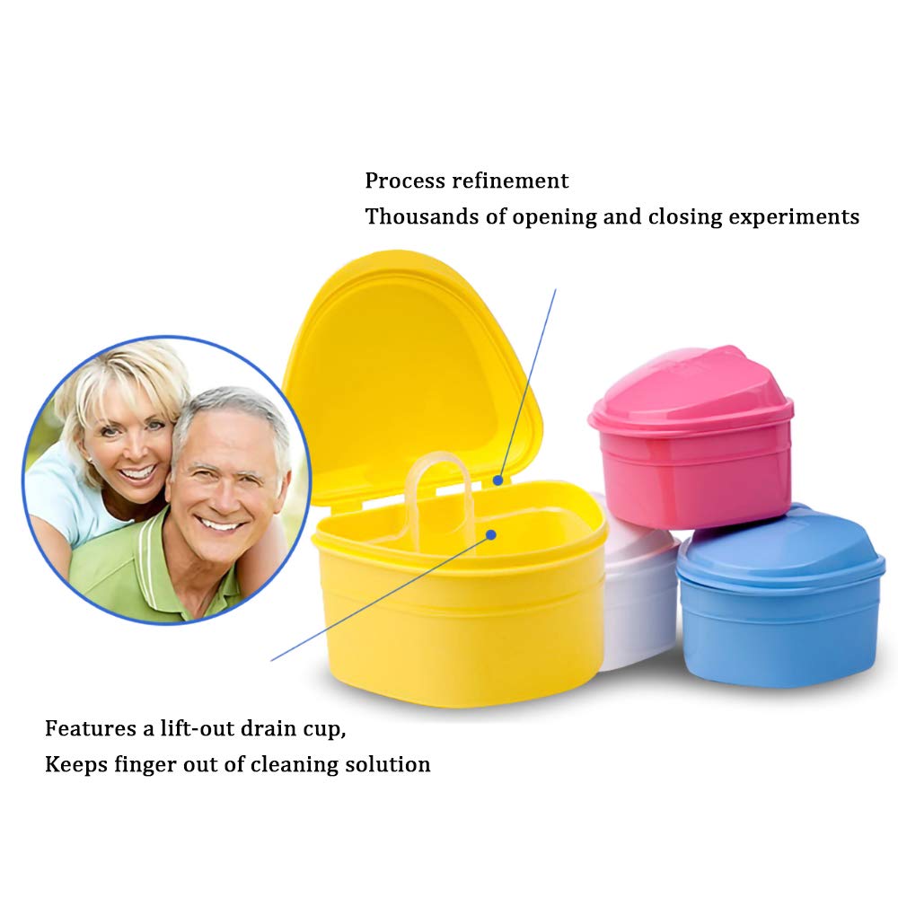 Denture Bath Box Cup, Complete Clean Care for Dentures, Clear Braces, Mouth Guard, Night Guard & Retainers, Traveling : Beauty