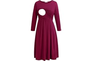 Smallshow Women's Maternity Nursing Dress 3/4 Sleeve Dress for Breastfeeding