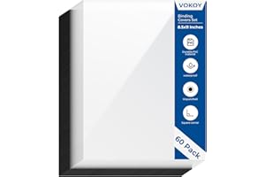 VOKOY 60 Pack 8.5x11 Inches Binding Covers and Backs Set, Letter Size Quality Un-Punched Report Covers, 30 Pcs 10mil Clear Binding Covers 30 Pcs 12mil Black Plastic Covers for Home Office School