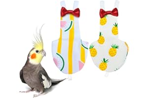 UKJENT Bird Diaper Protective Parrot Nappy - 2 Pack, Reusable Flight Suit with Waterproof Inner Layer, Washable Cute Urine Wet Suit for Cockatiel Monk Parakeet Sun Parakeet Lory(S)