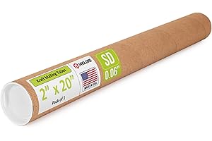Paclord 2" x 20" Reinforced Kraft Paper Mailing Tube, Pack of 1 Tube with 2 Caps – Secure USPS Approved – Cardboard Mailer for Shipping and Storing Posters, Prints, Artwork, or Documents