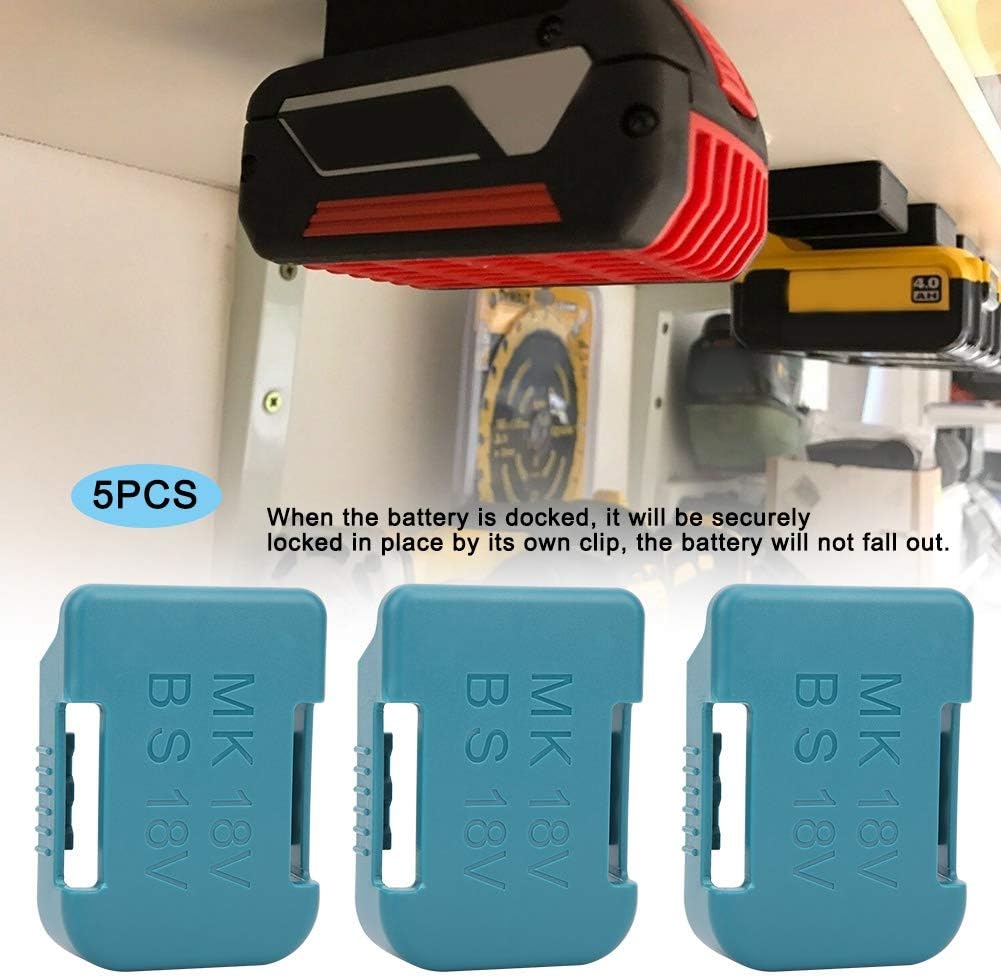 5-Pack Battery Storage Rack & Holder Case for 18V Tools - Durable Battery Organizer in Cyan - Image 4