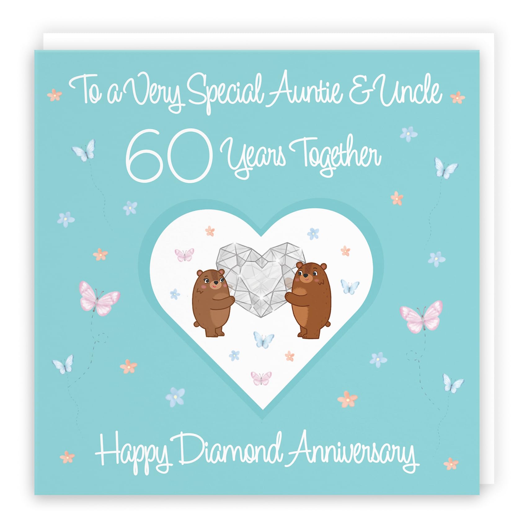 Hunts England - Auntie & Uncle 60th Anniversary Card - 60 Years - Diamond Anniversary - Romantic Meadows - Fun Card - 60th Anniversary Card For Auntie And Uncle — image 1